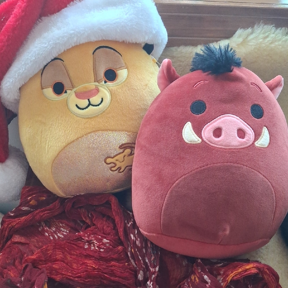 NWT DISNEY Squishmallows LION KING Duo Simba & Pumbaa Yellow Red Stuffed Animals